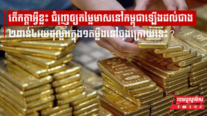 តើមានកត្តាអ្វីខ្លះ ដែលជំរុញឲ្យតម្លៃមាសនៅកម្ពុជាឡើងដល់ជាង ២ពាន់៤រយដុល្លារក្នុង១តម្លឹងនៅចុងក្រោយនេះ?