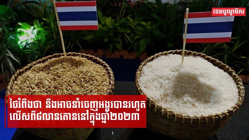 ថៃរំពឹងថា នឹងអាចនាំចេញអង្ករបានរហូតលើសពី៨លានតោននៅក្នុងឆ្នាំ២០២៣
