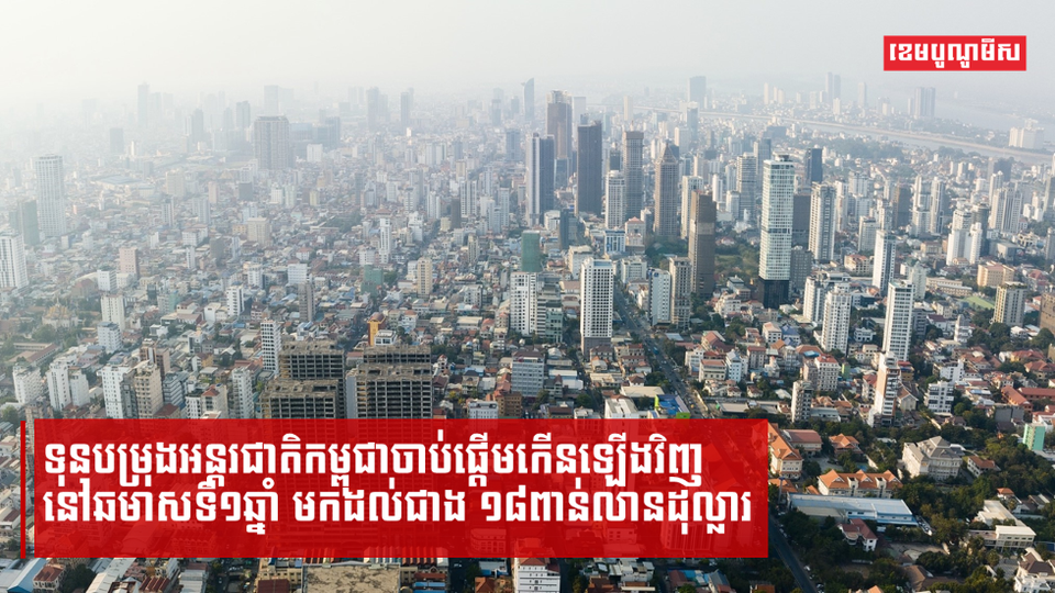 ទុនបម្រុងអន្តរជាតិកម្ពុជាចាប់ផ្ដើមកើនឡើងវិញនៅឆមាសទី១ឆ្នាំ មកដល់ជាង ១៨ពាន់លានដុល្លារ