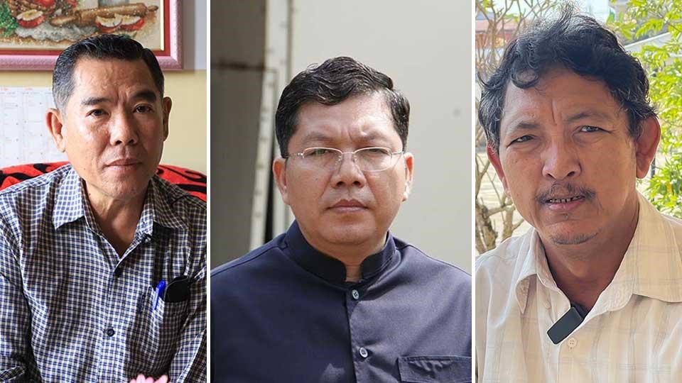 ពីឆ្វេងទៅស្ដាំ៖ លោក ជុន សុផល អ្នកយកព័ត៌មាននៃទស្សនាវដ្តីអង្គរធំ។ លោក សយ សុភាព អគ្គនាយកសារព័ត៌មានដើមអម្ពិល។  លោក មឿន ឈានណារិទ្ធ បណ្ណាធិការរង និងជាអ្នកសរសេរអត្ថបទបែបពណ៌នា នៅ កាសែតខ្មែរ-ថាមស៍
