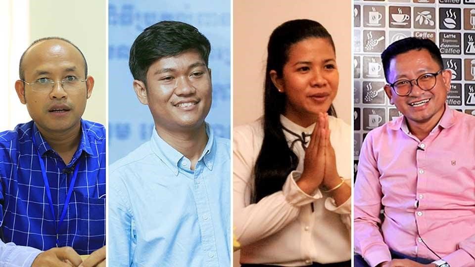 ពីឆ្វេងទៅស្ដាំ៖ លោក ផាក់ ស៊ាងលី អ្នកសារព័ត៌មានភ្នំពេញប៉ុស្តិ៍ ។ លោក មិន ម៉ៅ- សំណាង អ្នកសារព័ត៌មានទូរទស្សន៍ PNN ។ អ្នកស្រី ញឹក ស្រីល័ក្ខ និពន្ធនាយិកាសារព័ត៌មានថ្មីៗ ២៥ រាជធានី-ខេត្ត និងលោក វ៉ាន់ សារាយ អគ្គនាយករង នៃអង្គភាព Fresh News ។