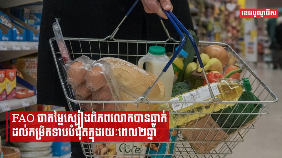 តម្លៃស្បៀងពិភពលោកធ្លាក់ចុះដល់កម្រិតទាបបំផុតកាលពីខែឧសភា