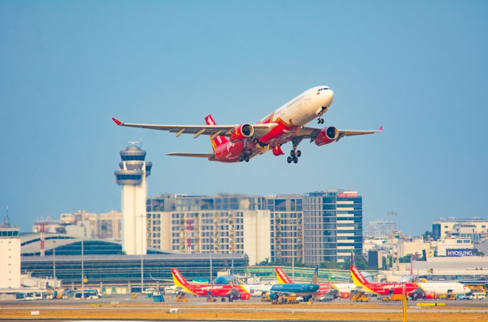 P3 -A Vietjet aircraft is taking off