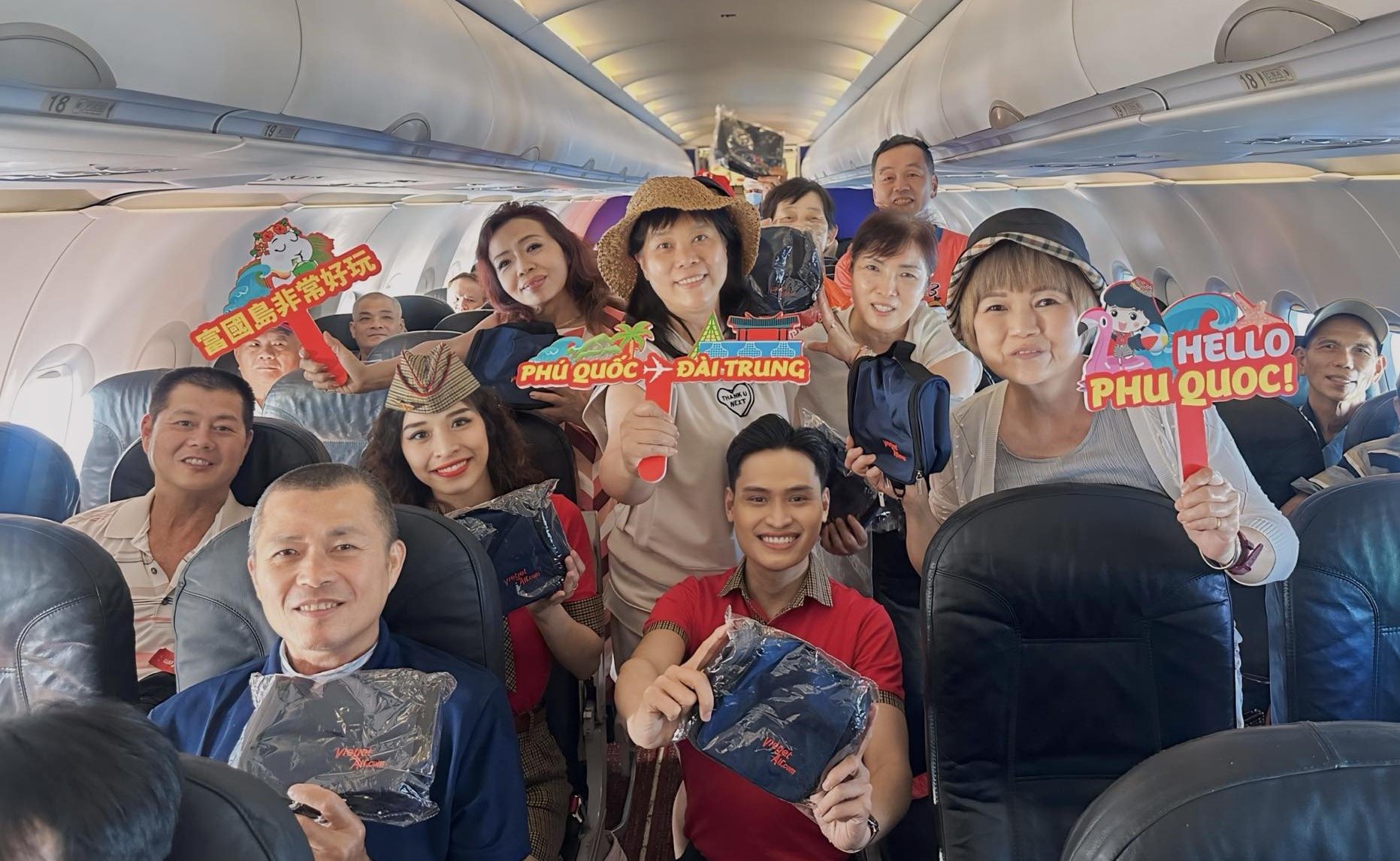 Passengers on the inaugural flight from Taichung to Phu Quoc