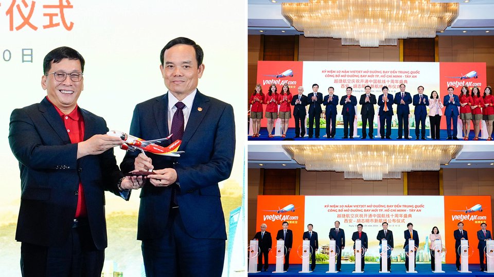 ក្រុមហ៊ុន Vietjet ប្រារព្ធខួបលើកទី ១០ សម្រាប់ប្រតិបត្តិការសេវាដឹកអ្នកដំណើររបស់ខ្លួនជាមួយប្រទេសចិន ដោយពង្រីកបណ្តាញជើងហោះហើរវៀតណាម-ចិនបន្ថែមទៀតនៅឆ្នាំ ២០២៤