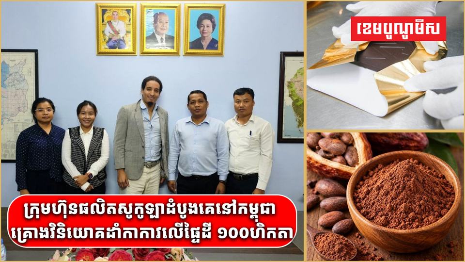 ក្រុមហ៊ុនផលិតសូកូឡាដំបូងគេនៅកម្ពុជា គ្រោងវិនិយោគដាំកាកាវលើផ្ទៃដី ១០០ហិកតា