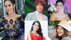 រូបភាព​ពី​ឆ្វេងទៅស្ដាំ ៖ ពិធីការិនី កែវ ចាន់និមល, តារា​ចម្រៀង ណុប បាយ៉ារិទ្ធ, លោកស្រី សុគន្ធ និសា, តារា​កំប្លែង នាង អ៊ីត និង កញ្ញា វី ដាណែត។