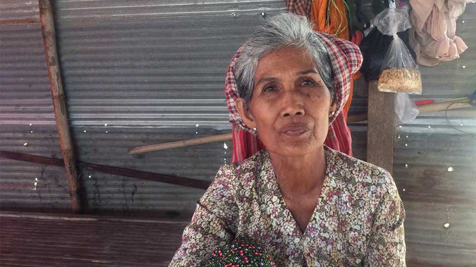 ជីដូន ជា ហឿន អ្នក​ដាំ​បន្លែ នៅ​ស្រុក​ស្អាង ខេត្ត​កណ្ដាល។