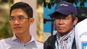 លោក យៀង សុធារិន (រូបខាង​ឆ្វេង) និង​លោក អ៊ួន ឈិន អតីត​អ្នក​យក​ព័ត៌មាន​របស់​វិទ្យុ អាស៊ីសេរី។